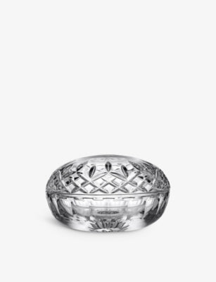 Waterford Lismore crystal glass covered box 13cm, UK version