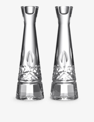 selfridges Waterford Lismore Round Crystal Glass Candlesticks 25cm Set of Two- Buy online at McGrocer