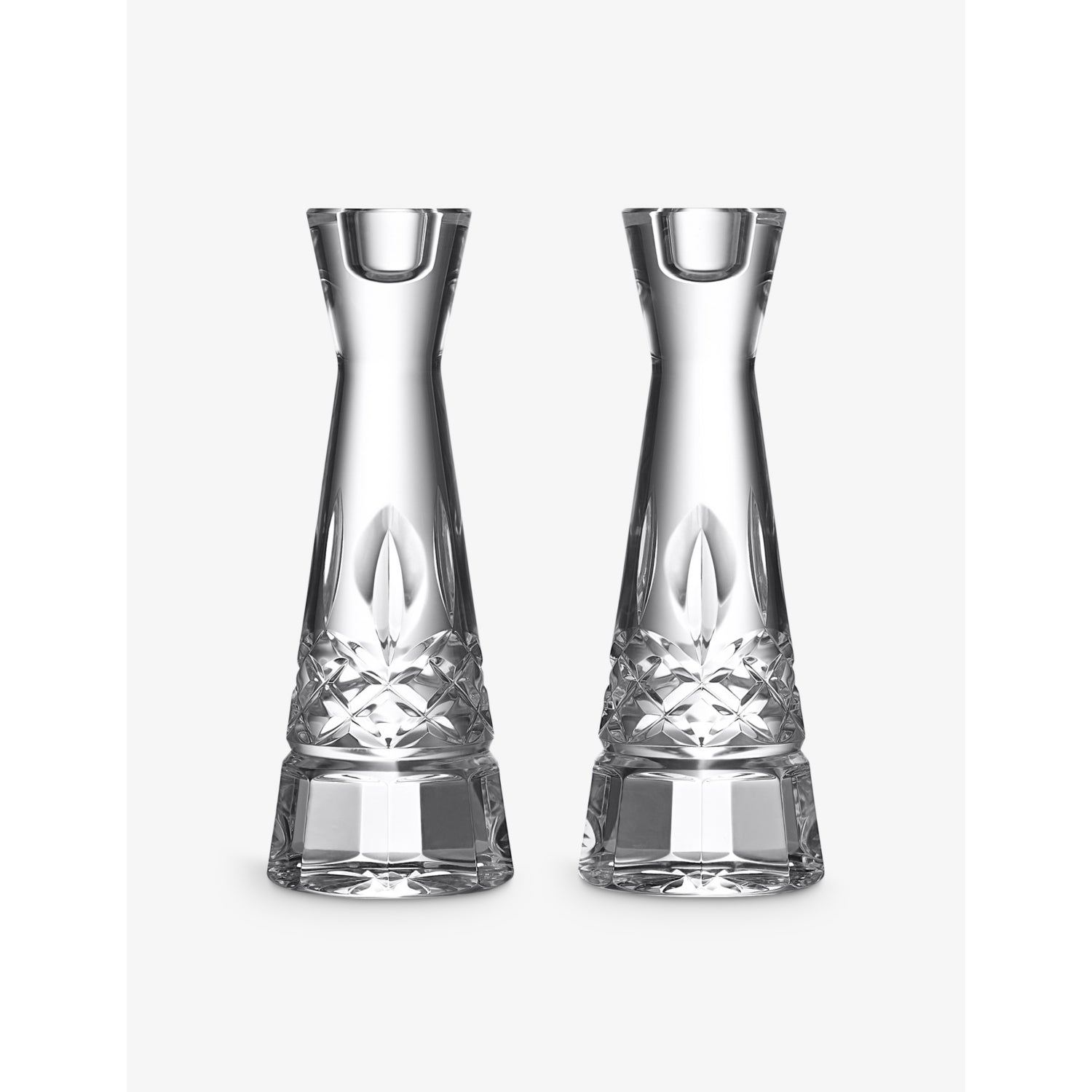 Waterford Lismore crystal glass candlesticks 20cm set of two, UK version