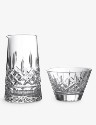Waterford Lismore crystal glass sugar and creamer set, UK version
