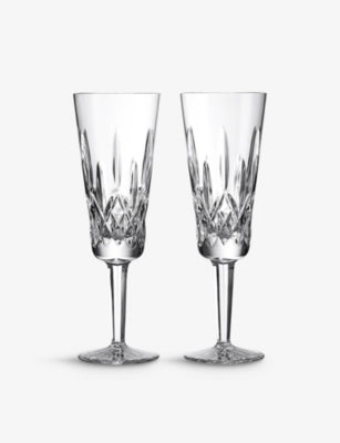 Waterford Lismore crystal flute set of two 225ml, imported from the UK