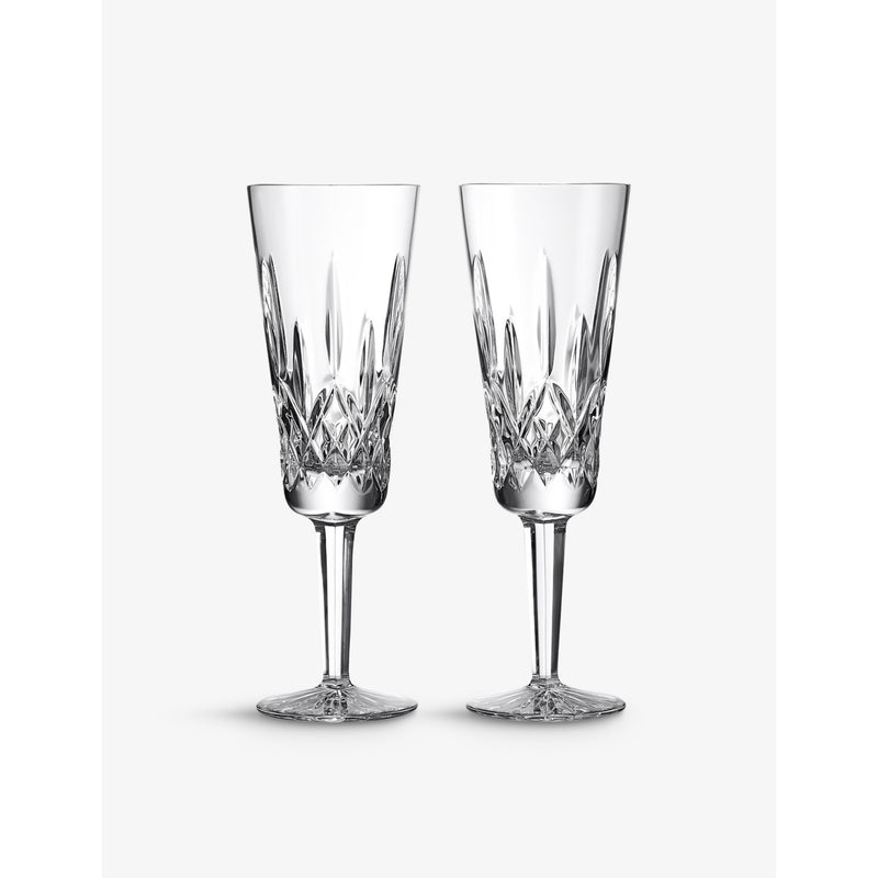 Waterford Lismore crystal flute set of two 225ml, imported from the UK