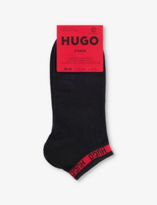 HUGO Logo-Trim Stretch-Cotton Ankle Socks