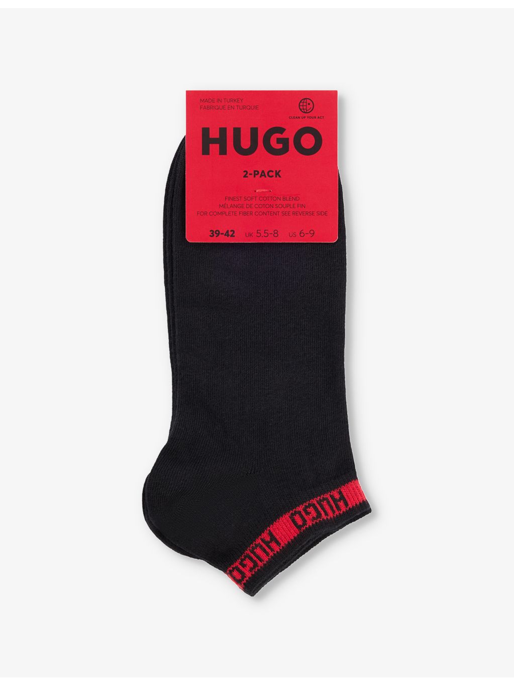 HUGO logo-trim stretch-cotton ankle socks (British brand)