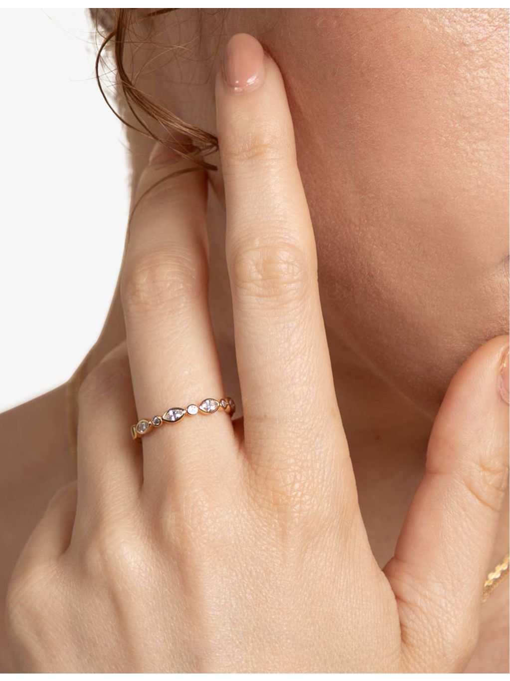 Astrid & Miyu band ring 18ct yellow gold-plated sterling silver, UK version