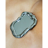 Refy silver-tone brass mirror with polished finish, 11cm x 9.5cm (British brand)