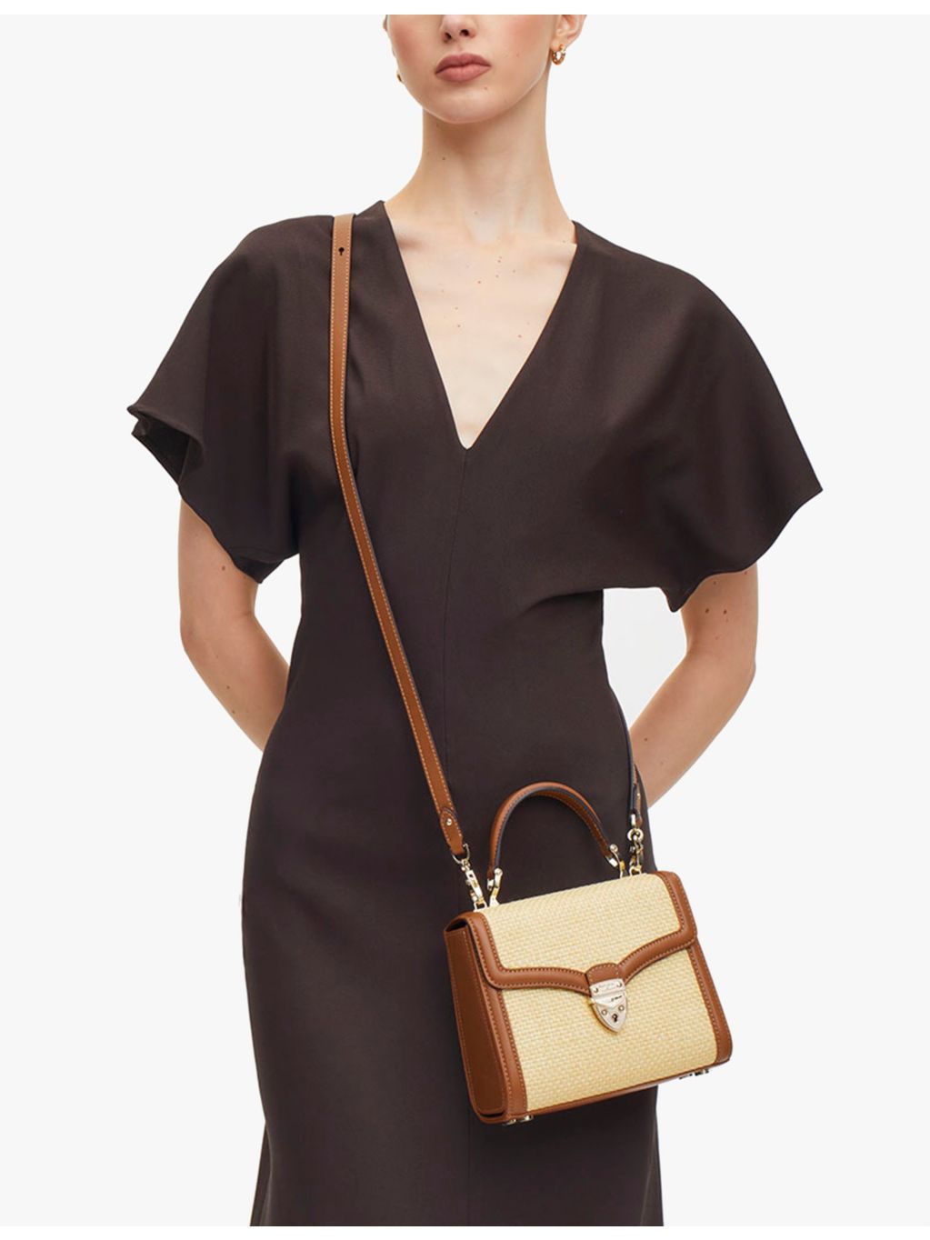 Aspinal of London Mayfair midi leather shoulder bag, imported from the UK