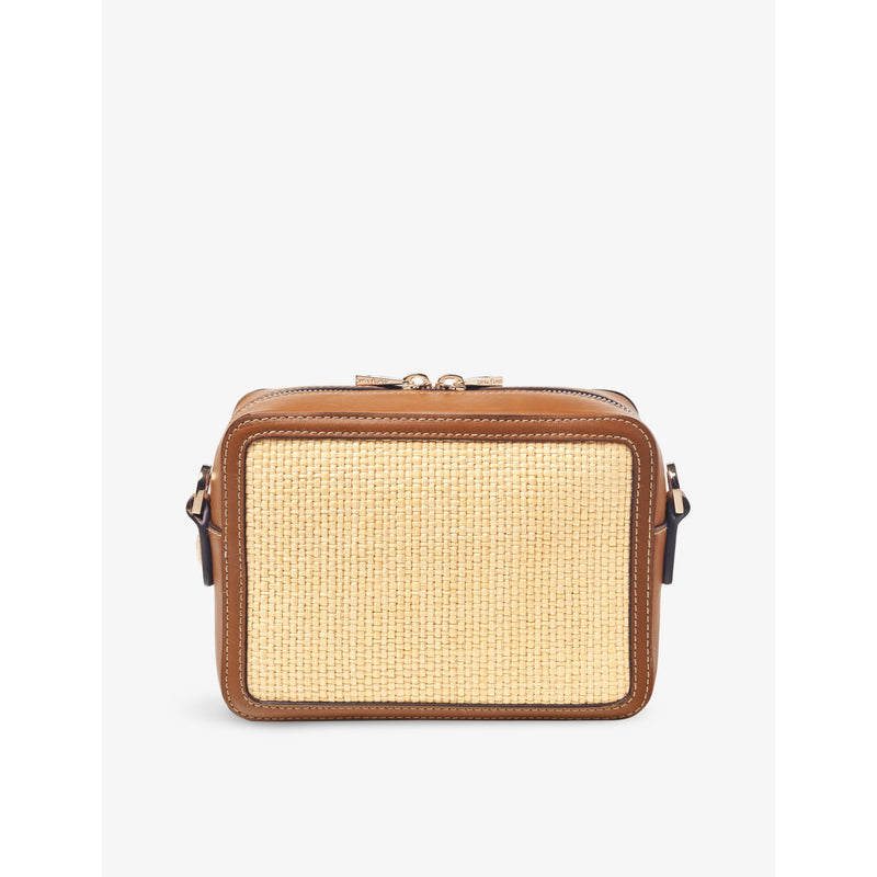 Aspinal of London contrast-weave logo-embossed leather camera bag, UK version