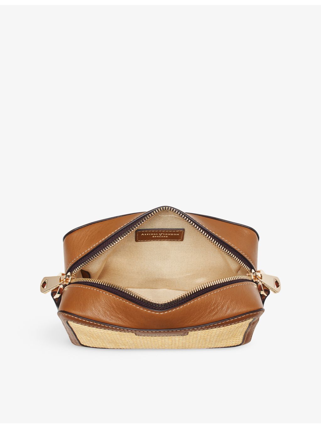 Aspinal of London contrast-weave logo-embossed leather camera bag, UK version