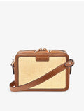 Aspinal of London contrast-weave logo-embossed leather camera bag, UK version