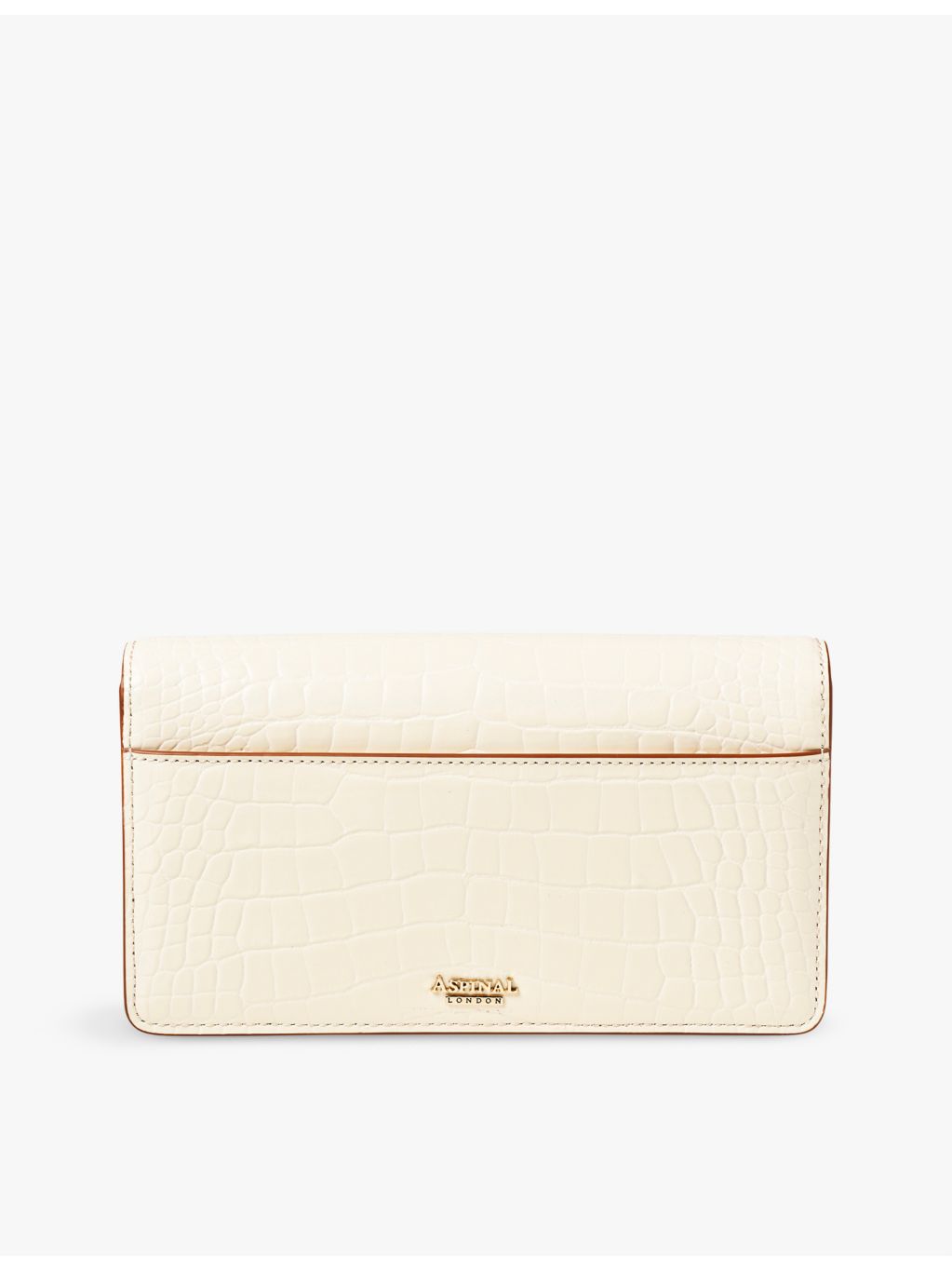 Aspinal of London Mayfair leather clutch with gold hardware, UK version