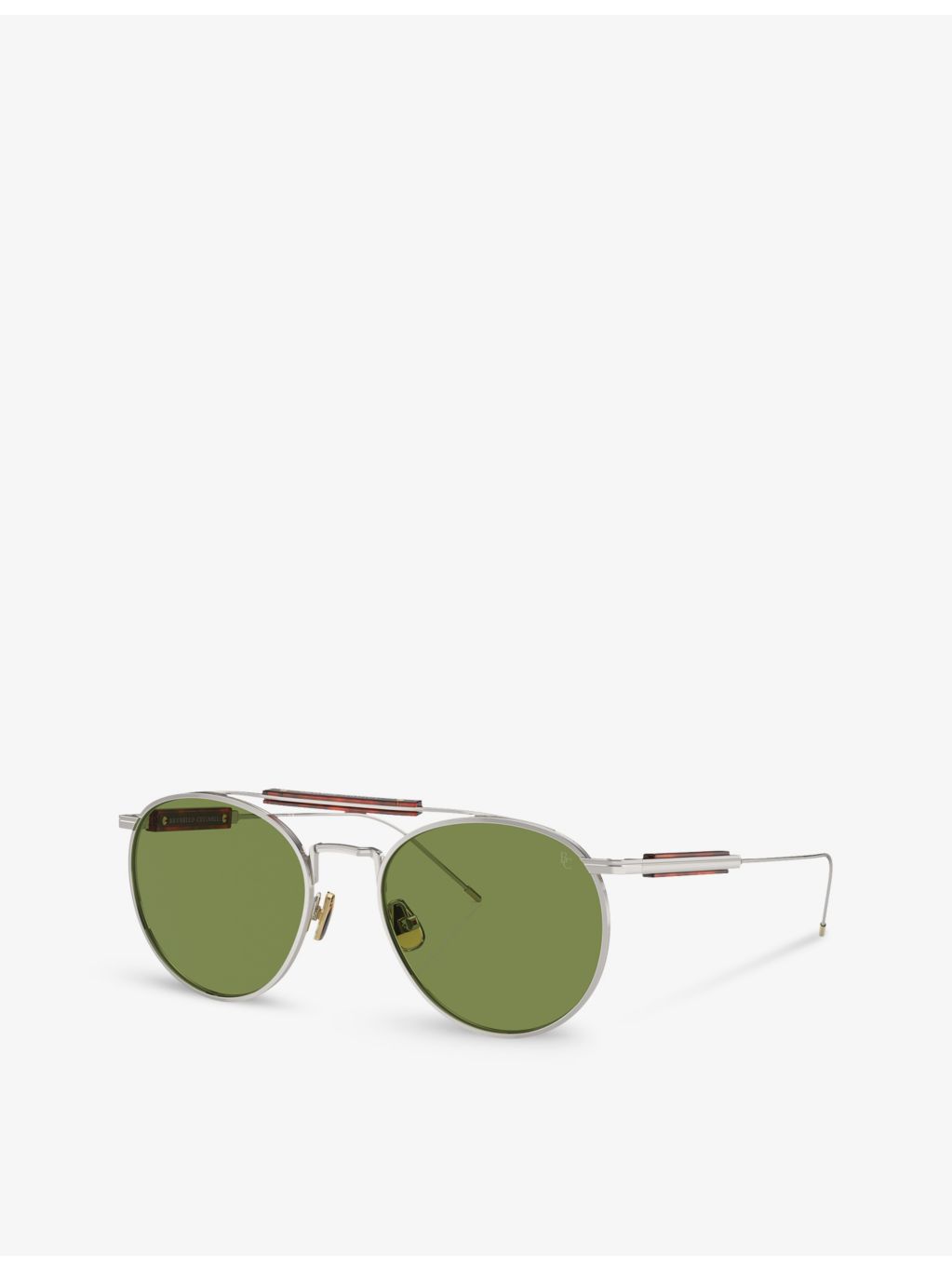 Brunello Cucinelli yellow gold-plated titanium round frame sunglasses, imported from the UK