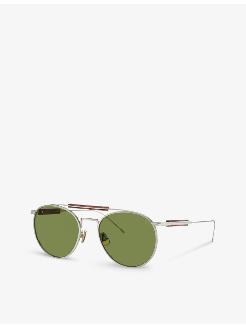 Brunello Cucinelli yellow gold-plated titanium round frame sunglasses, imported from the UK