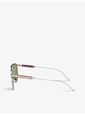 Brunello Cucinelli yellow gold-plated titanium round frame sunglasses, imported from the UK