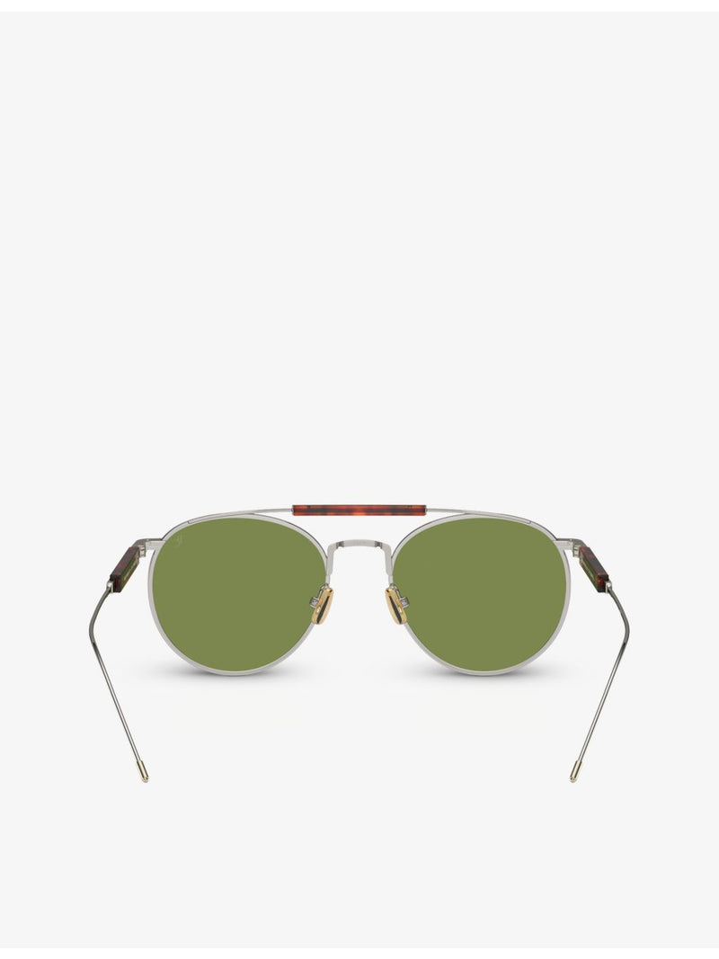 Brunello Cucinelli yellow gold-plated titanium round frame sunglasses, imported from the UK