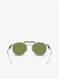 Brunello Cucinelli yellow gold-plated titanium round frame sunglasses, imported from the UK