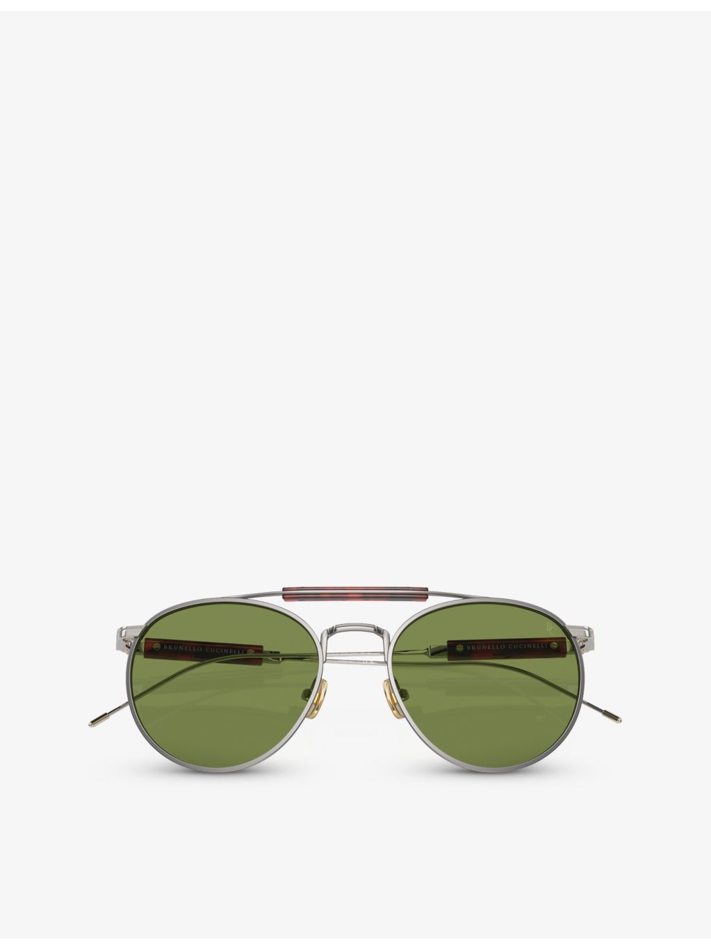 Brunello Cucinelli yellow gold-plated titanium round frame sunglasses, imported from the UK