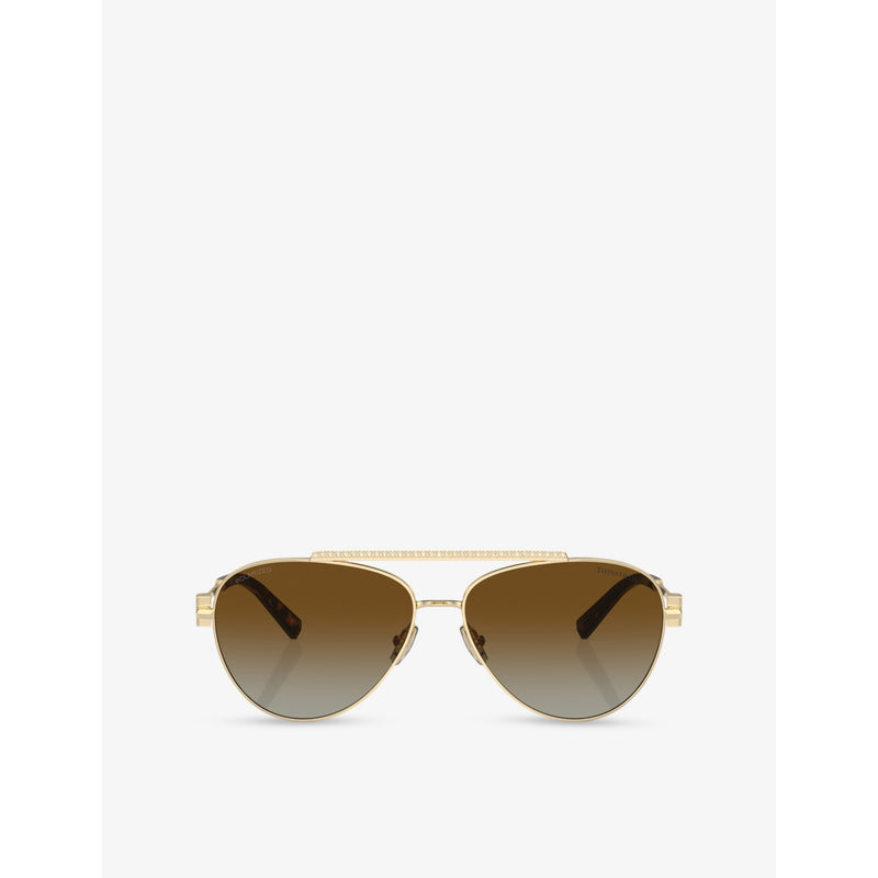 Tiffany & Co. pilot-frame steel sunglasses TF3101B, imported from the UK