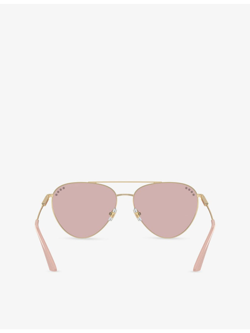 Jimmy Choo steel pilot-frame sunglasses with crystal embellishments, UK version