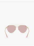Jimmy Choo steel pilot-frame sunglasses with crystal embellishments, UK version
