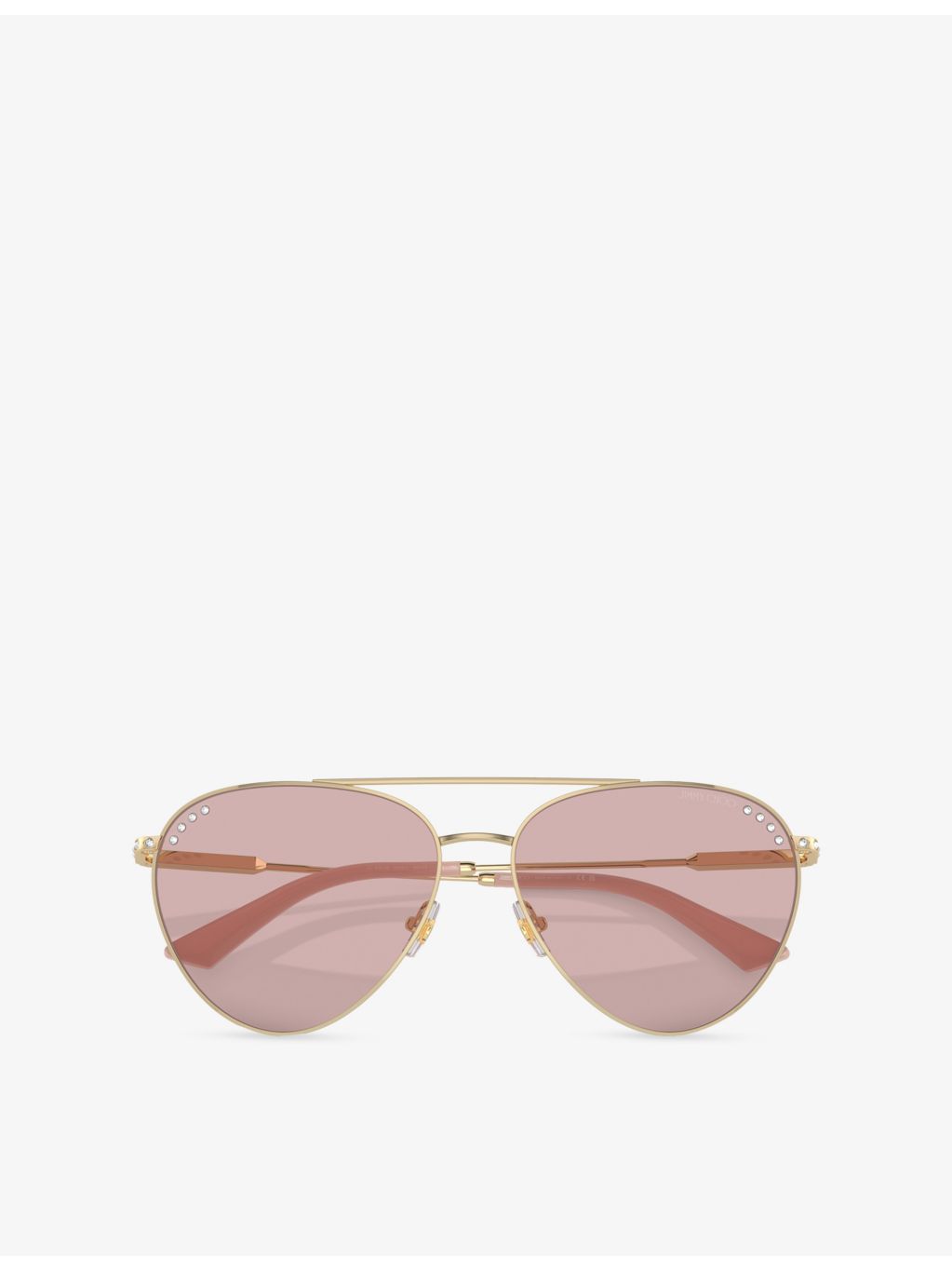 Jimmy Choo steel pilot-frame sunglasses with crystal embellishments, UK version