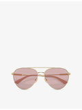 Jimmy Choo steel pilot-frame sunglasses with crystal embellishments, UK version
