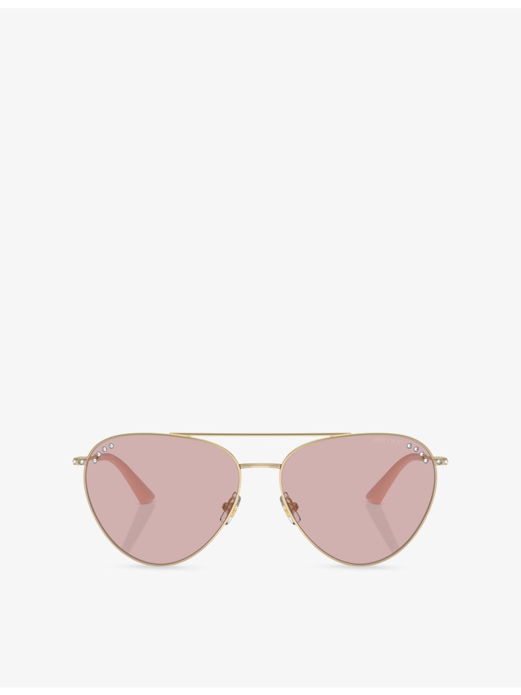 Jimmy Choo steel pilot-frame sunglasses with crystal embellishments, UK version