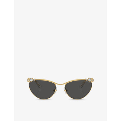 selfridges Swarovski Oval-Frame Metal Sunglasses- Buy online at McGrocer