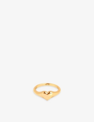 Astrid & Miyu Heart 18ct Yellow Gold-Plated Sterling-Silver Signet Ring