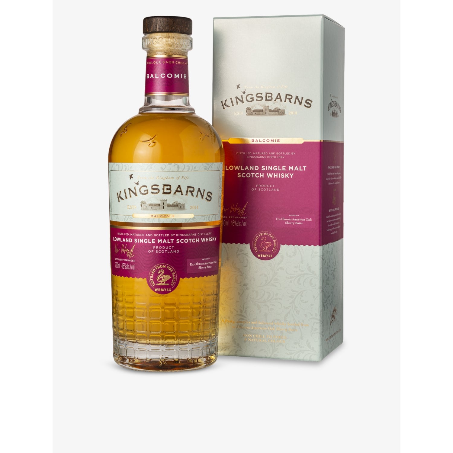 Kingsbarns Balcomie Lowland single malt Scotch whisky 700ml (British brand)