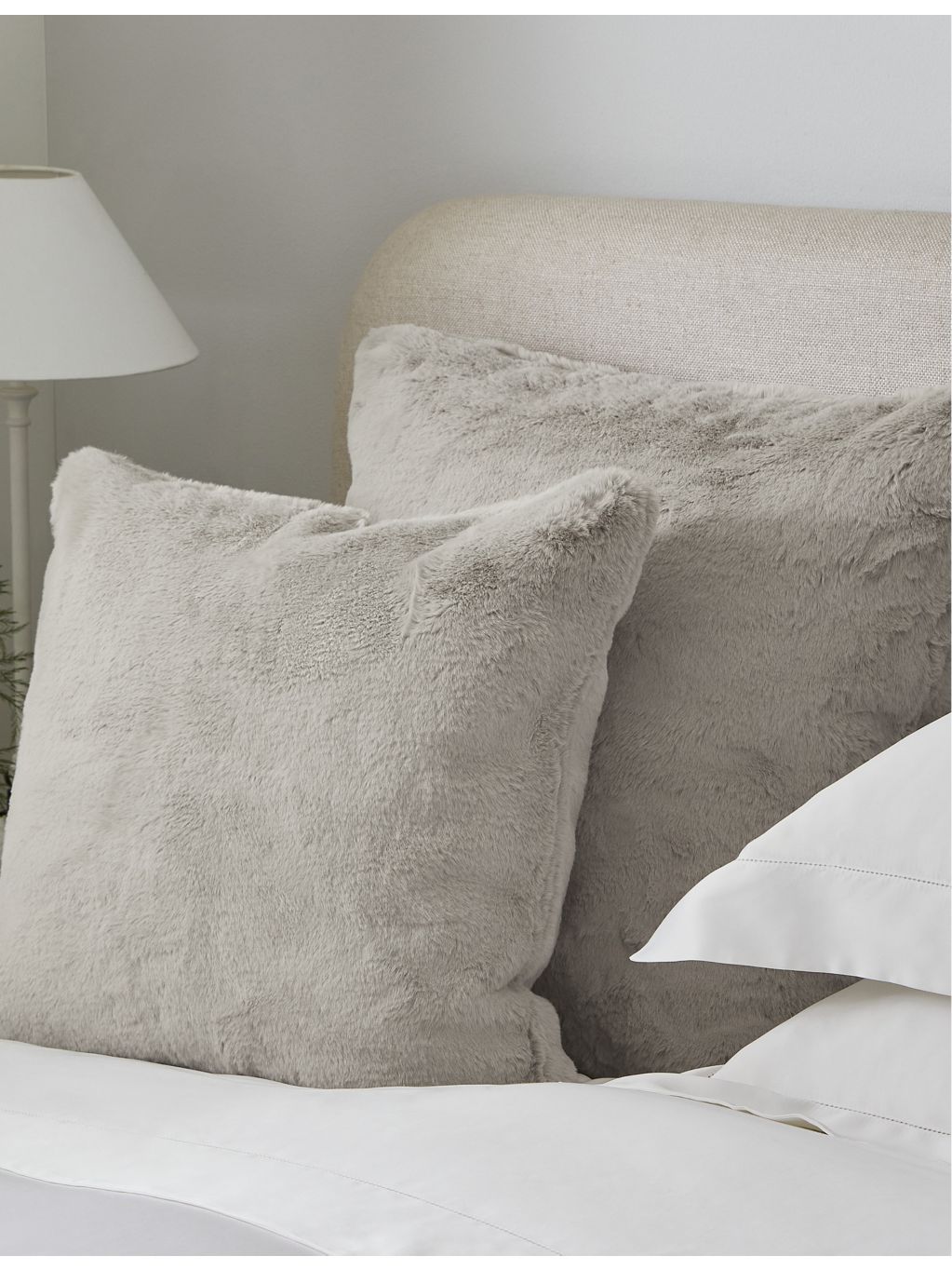 The White Company faux-fur square cushion 60cm, imported from the UK