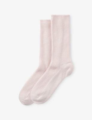 The White Company ribbed mid-calf cashmere bed socks, UK version