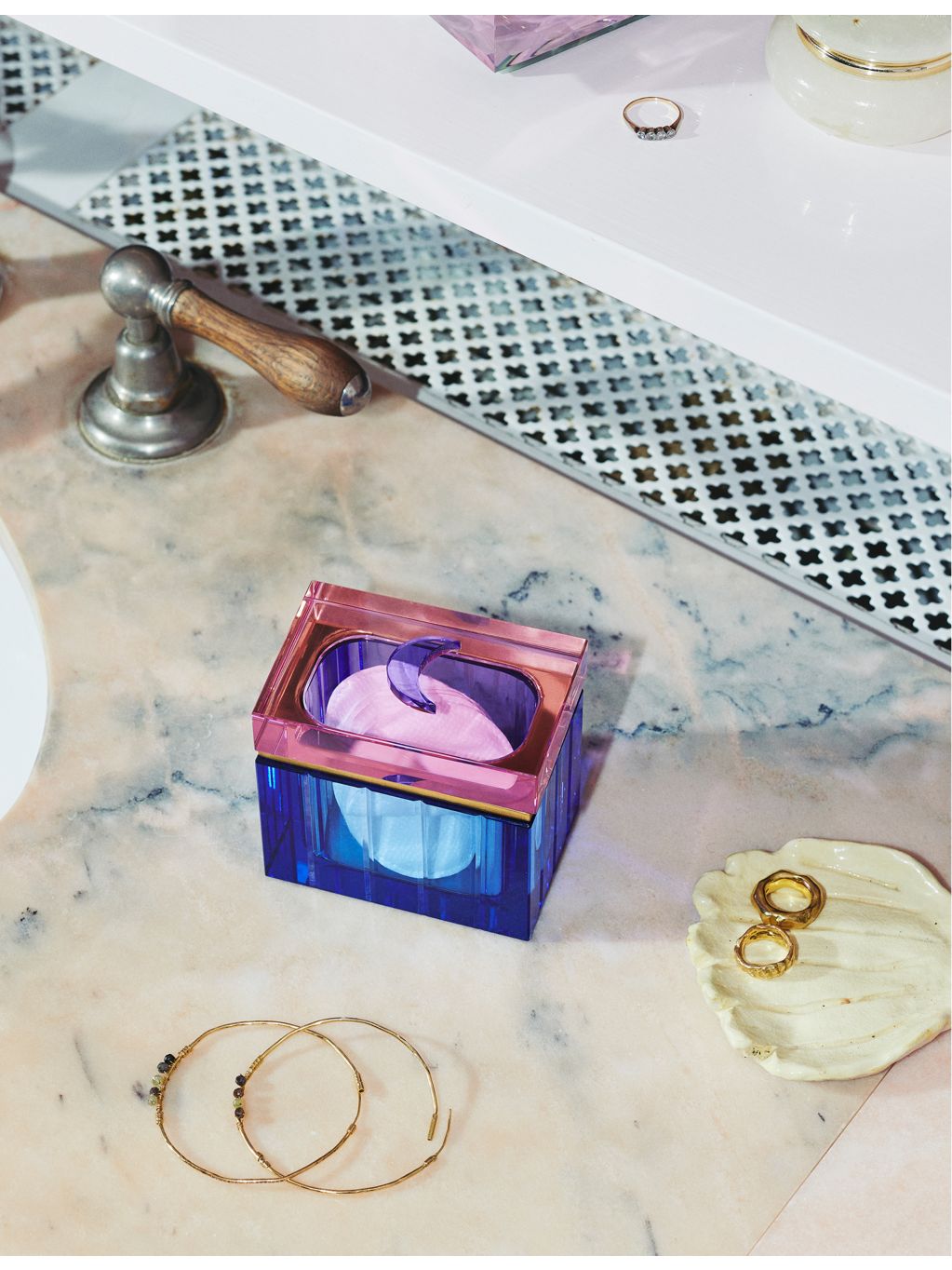 Reflections Copenhagen crystal trinket box with moon design 10cm, UK version
