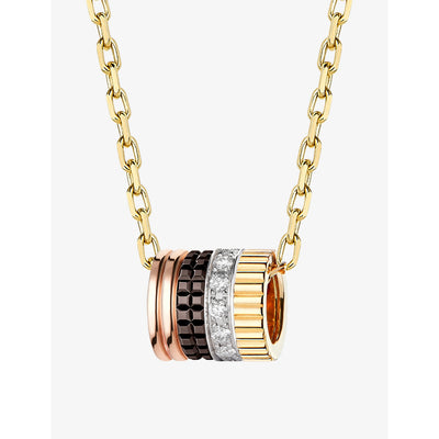 selfridges Boucheron Quatre Classique PVD-coated 18ct Multi-Gold and 0.17ct Diamond Pendant Necklace- Buy online at McGrocer