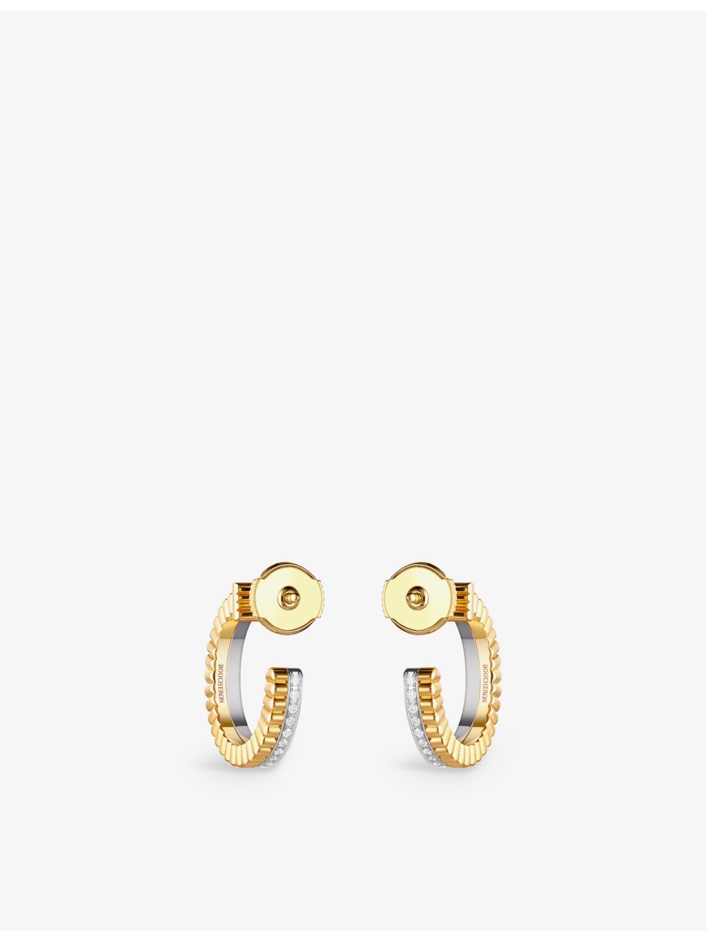 Boucheron 18ct gold hoop earrings with 0.24ct diamonds, imported from the UK