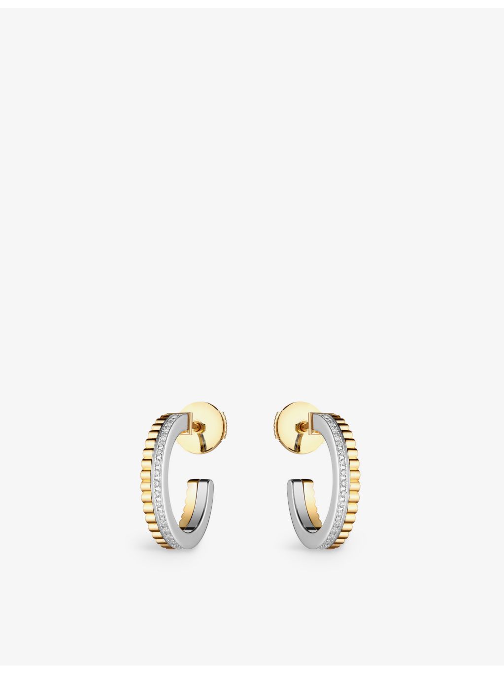 Boucheron 18ct gold hoop earrings with 0.24ct diamonds, imported from the UK