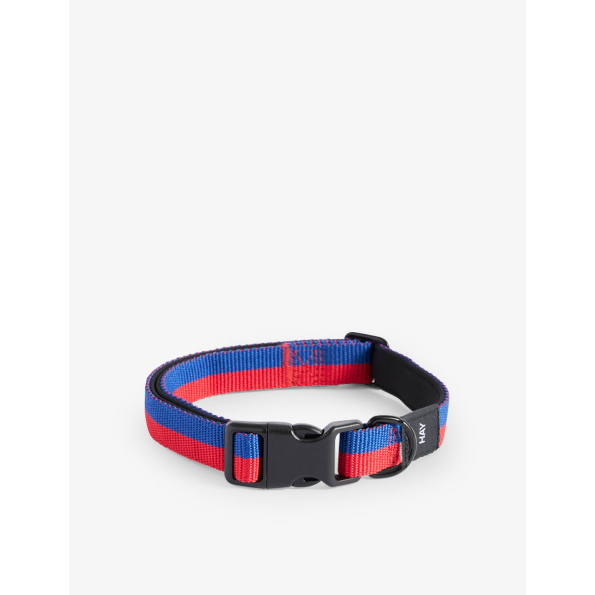 Stripe Flat Dog Collar - Blue And Off White - S/M