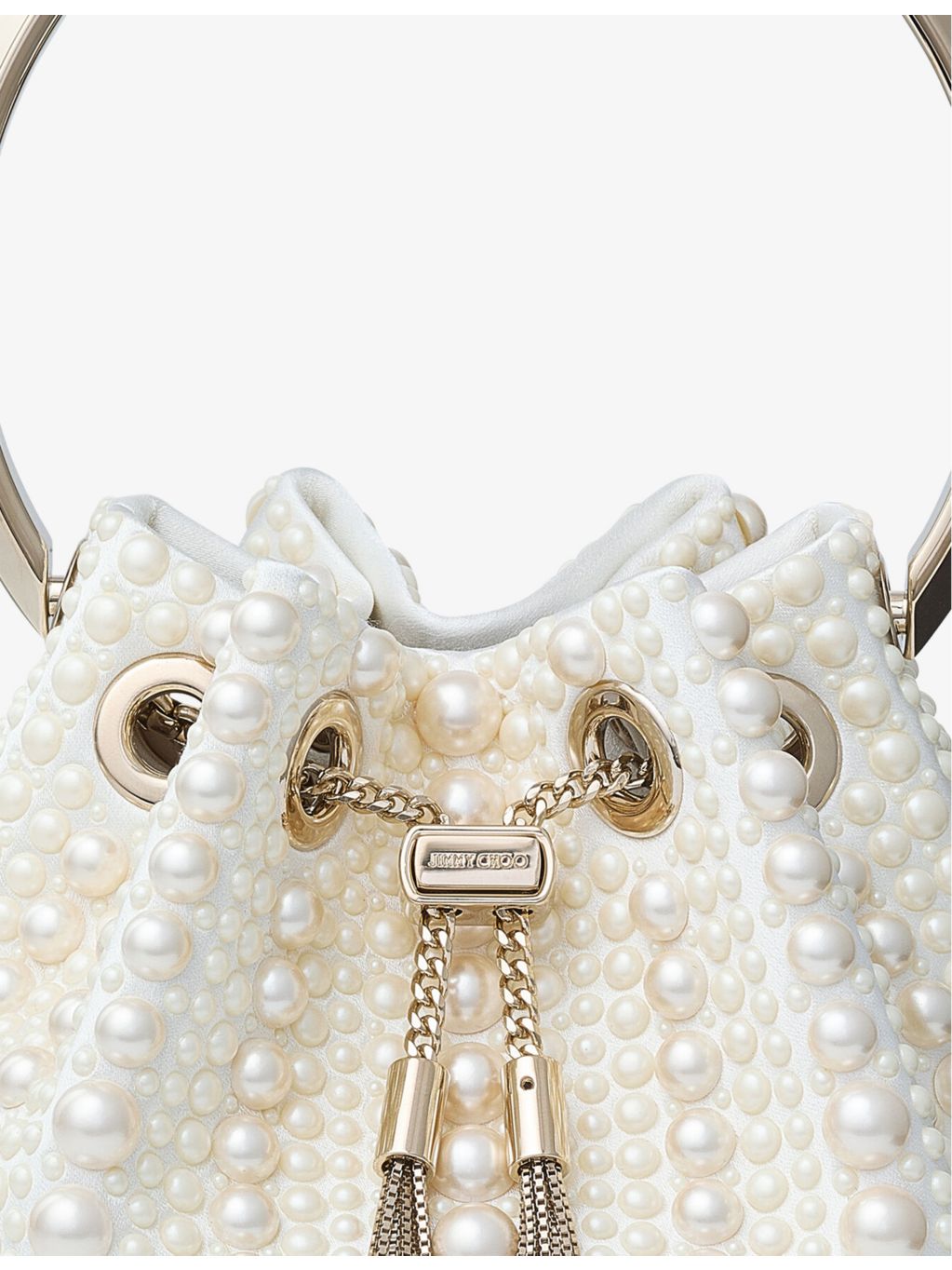 Jimmy Choo pearl-embellished satin top-handle bag - British product