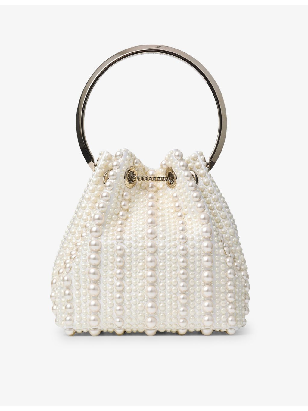 Jimmy Choo pearl-embellished satin top-handle bag - British product