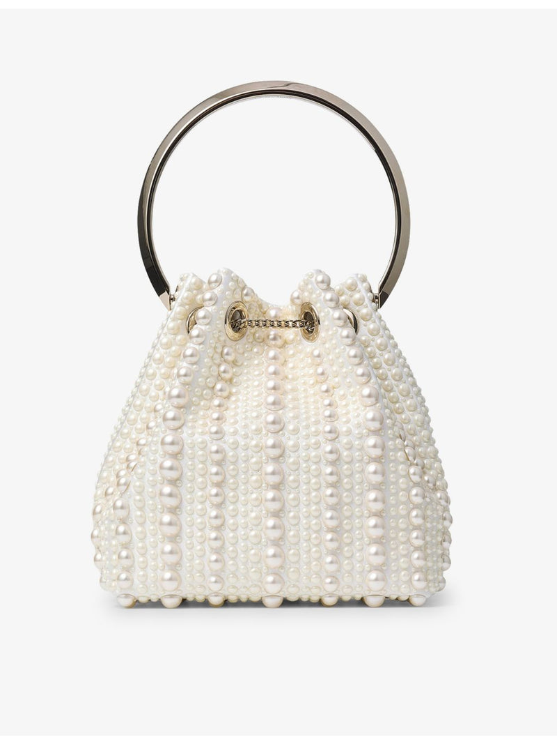 Jimmy Choo pearl-embellished satin top-handle bag - British product