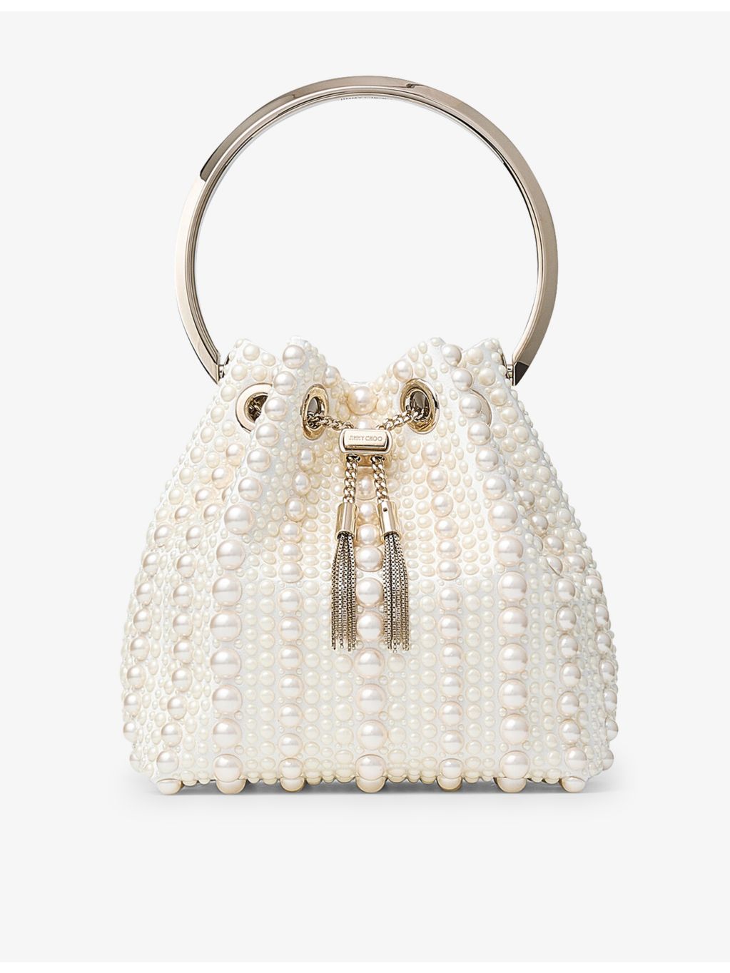 Jimmy Choo pearl-embellished satin top-handle bag - British product