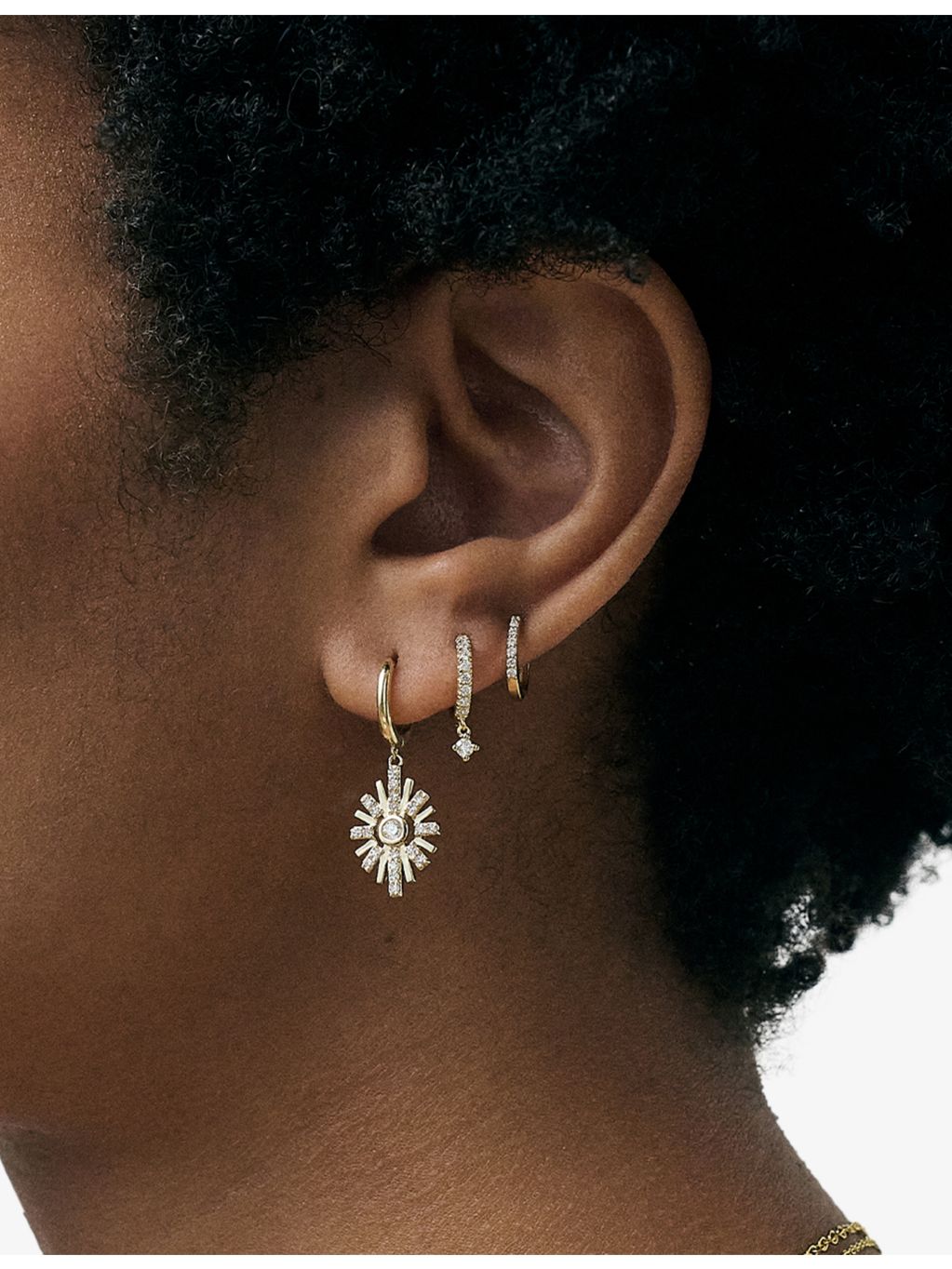 Astley Clarke Interstellar diamond drop earrings in yellow gold, 0.19ct - British product