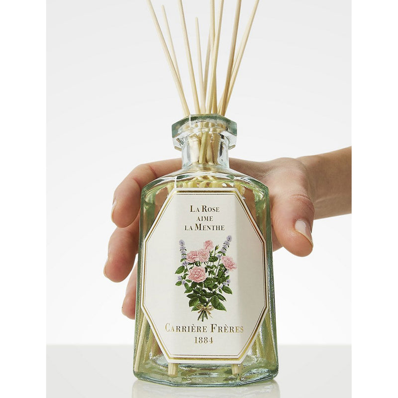 Carrière Frères La Rose Aime scented diffuser set 200ml, UK version
