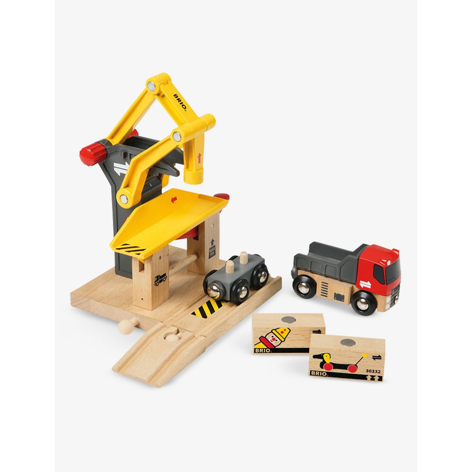 Brio wooden freight station playset with cargo wagon (British brand)