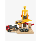 Brio wooden freight station playset with cargo wagon (British brand)