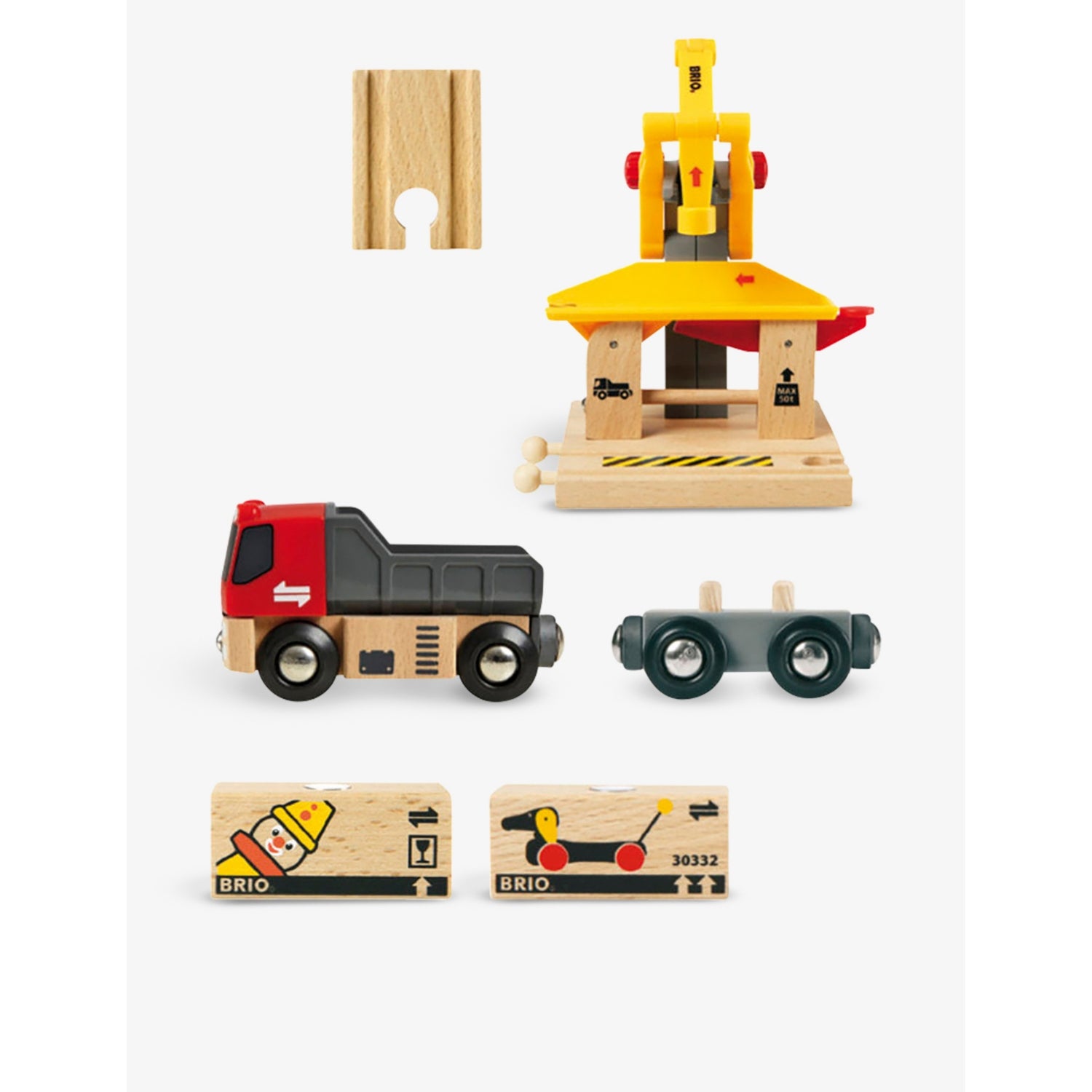 Brio wooden freight station playset with cargo wagon (British brand)