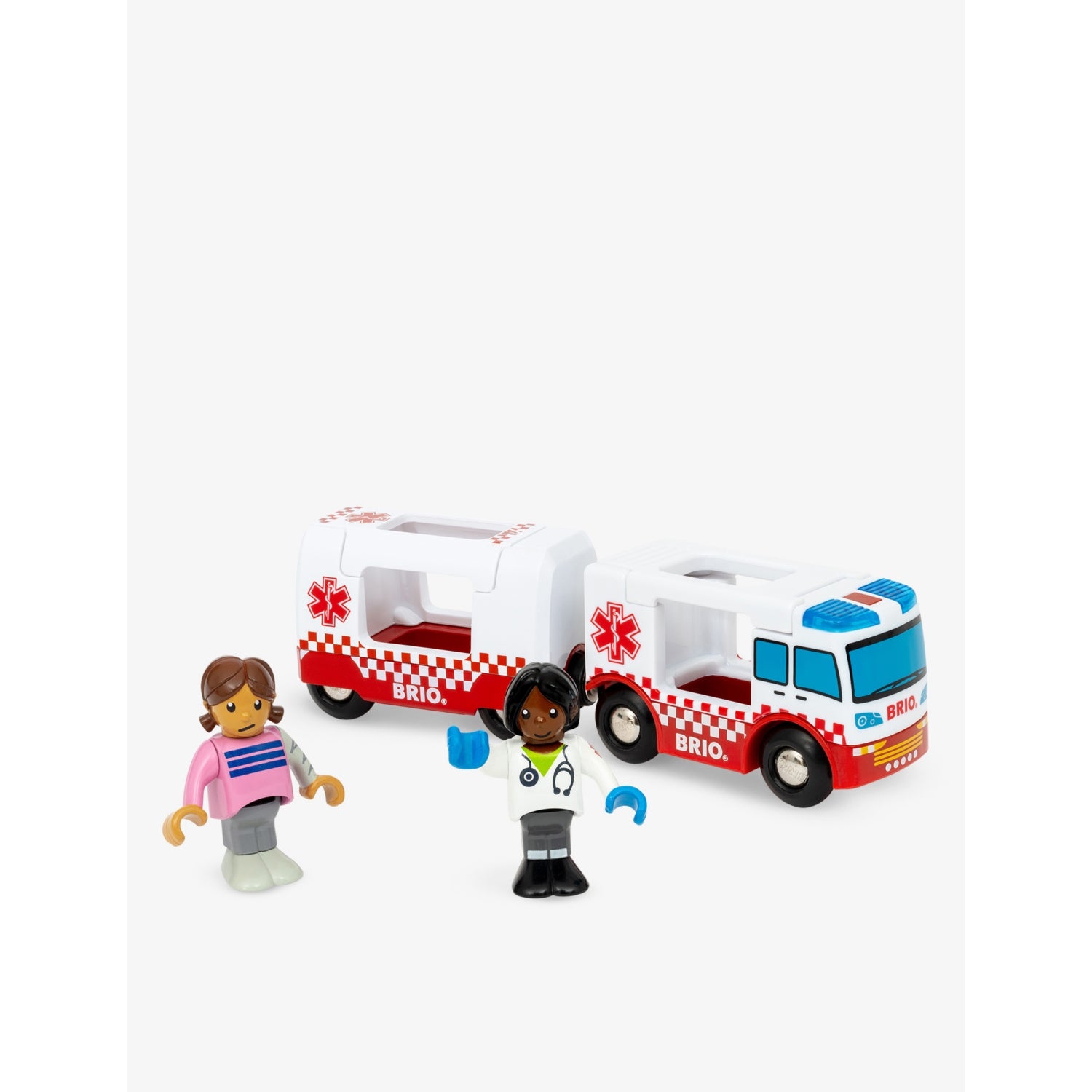 Brio Rescue Ambulance with trailer and two figures, imported from the UK