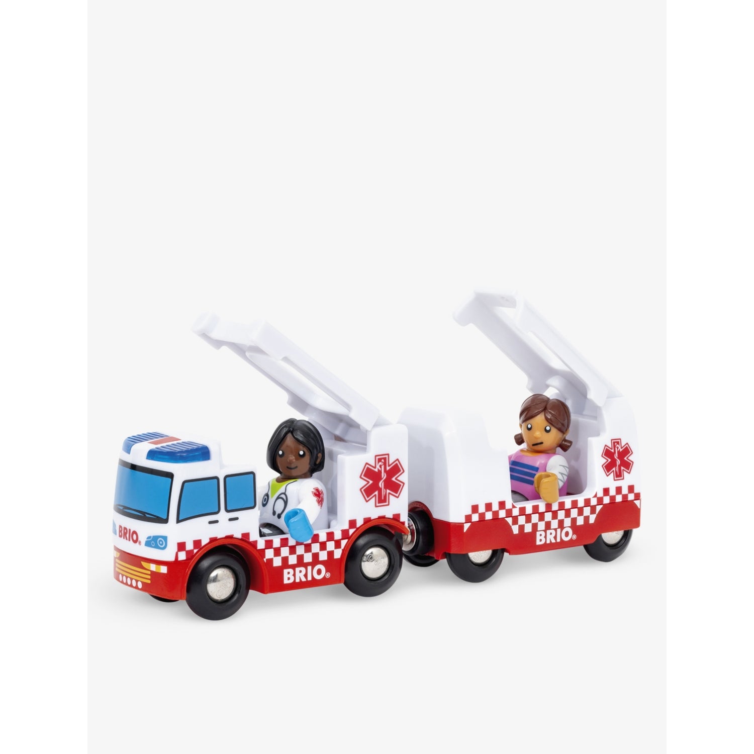 Brio Rescue Ambulance with trailer and two figures, imported from the UK