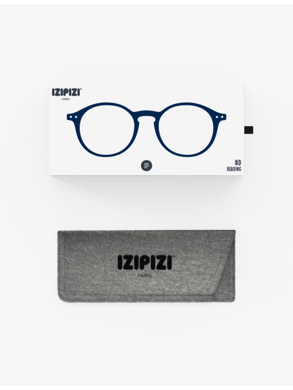 Izipizi #D navy reading glasses round frame - British product