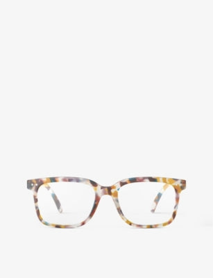 Izipizi square-framed blue tortoise reading glasses - British product